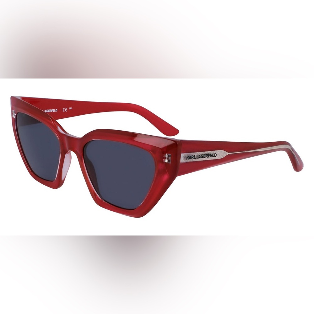 NEW Karl Lagerfeld Women's Sunglasses Red Plastic Cat Eye Full Rim Frame KL6145S - Picture 3 of 6